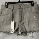 NWT River Island Paris Texas Womens Light Gray Distressed Shorts US Size 6