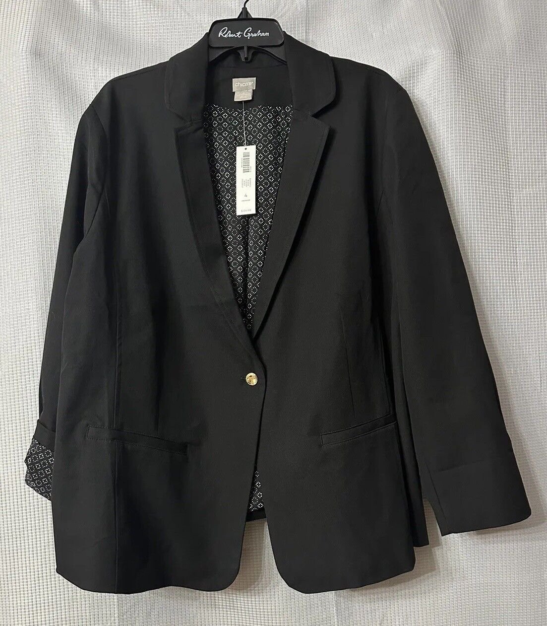 NWT Chicos Black Long Sleeve Stretch Womens Jacket Blazer Plus Size 4