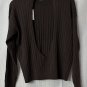 NWT Open Edit Womens Long Sleeve Brown Designer Top Blouse Shirt Size Medium