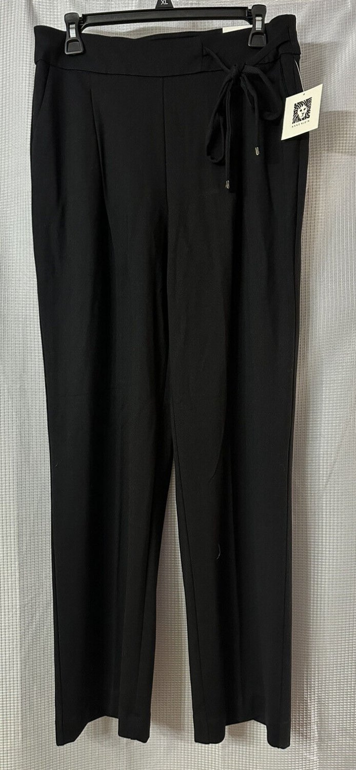 NWT Anne Klein High Rise Womens Casual Black Pull On Trousers Pants Size Medium