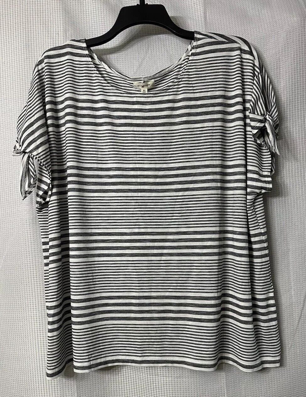 NWT Max Studio Womens Short Sleeve Striped Top Blouse Shirt Plus Size 3X