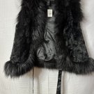 NWT Ashley Stewart Womens Designer Black Faux Fur Womens Vest Jacket Size 12
