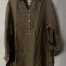 NWT Chicos Womens Long Sleeve Pleated Button Linen Tunic Top Blouse Shirt Size 3