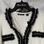 NWT Michael Simon Womens Long Sleeve Ivory Black Sweater Jacket Size PL