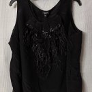 NWT Talbots Womens Black Ostrich Feather Silk Tank Top Blouse Shirt Plus 18WP
