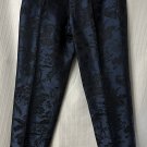 Paule Vasseur Womens Slik Blend Pants Slacks Blue Black Floral Birds Size 38