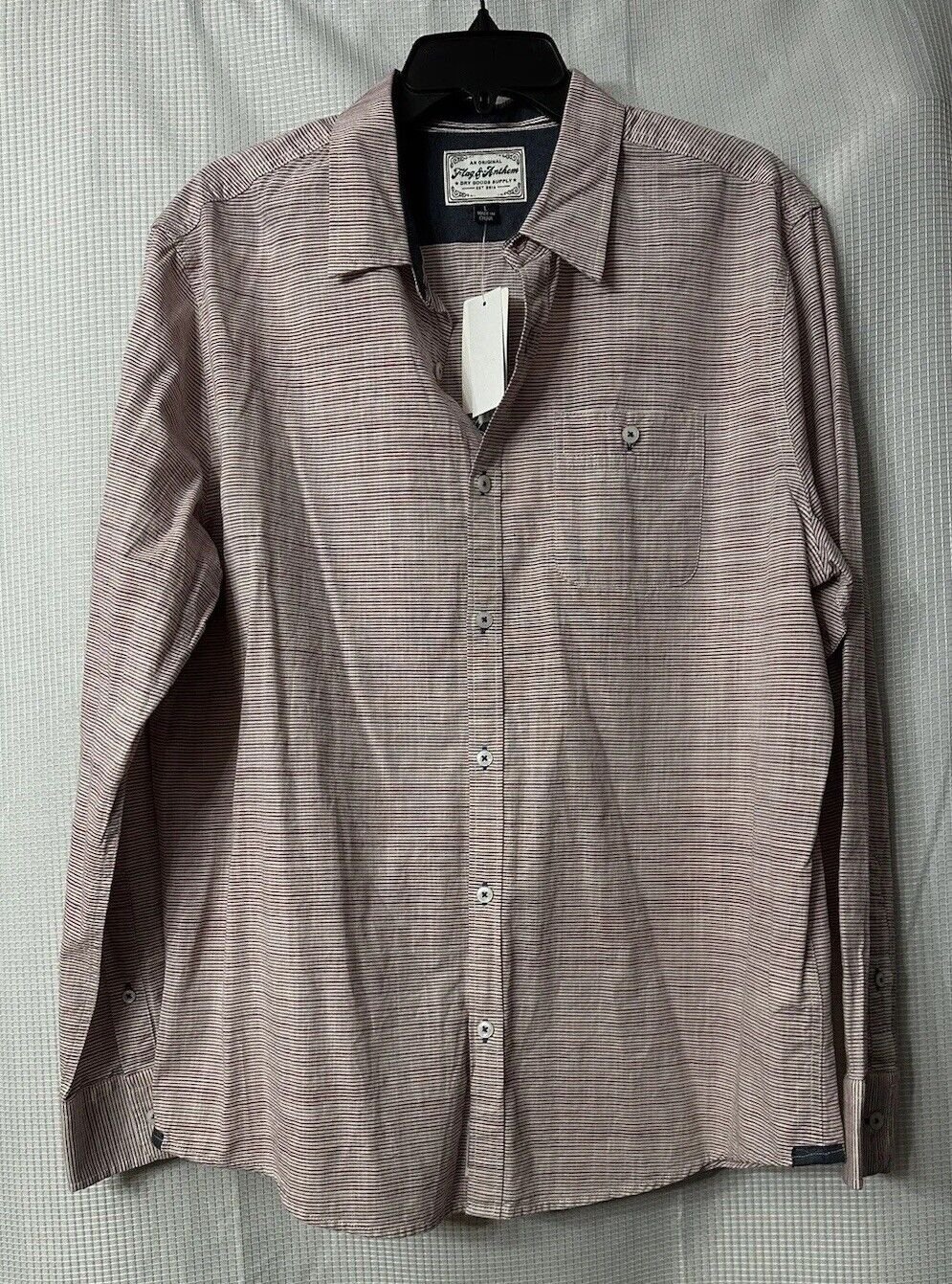 NWT Flag& Anthem Bemis Feeder Stripe Chambray Mens Long Sleeve Shirt Size Large