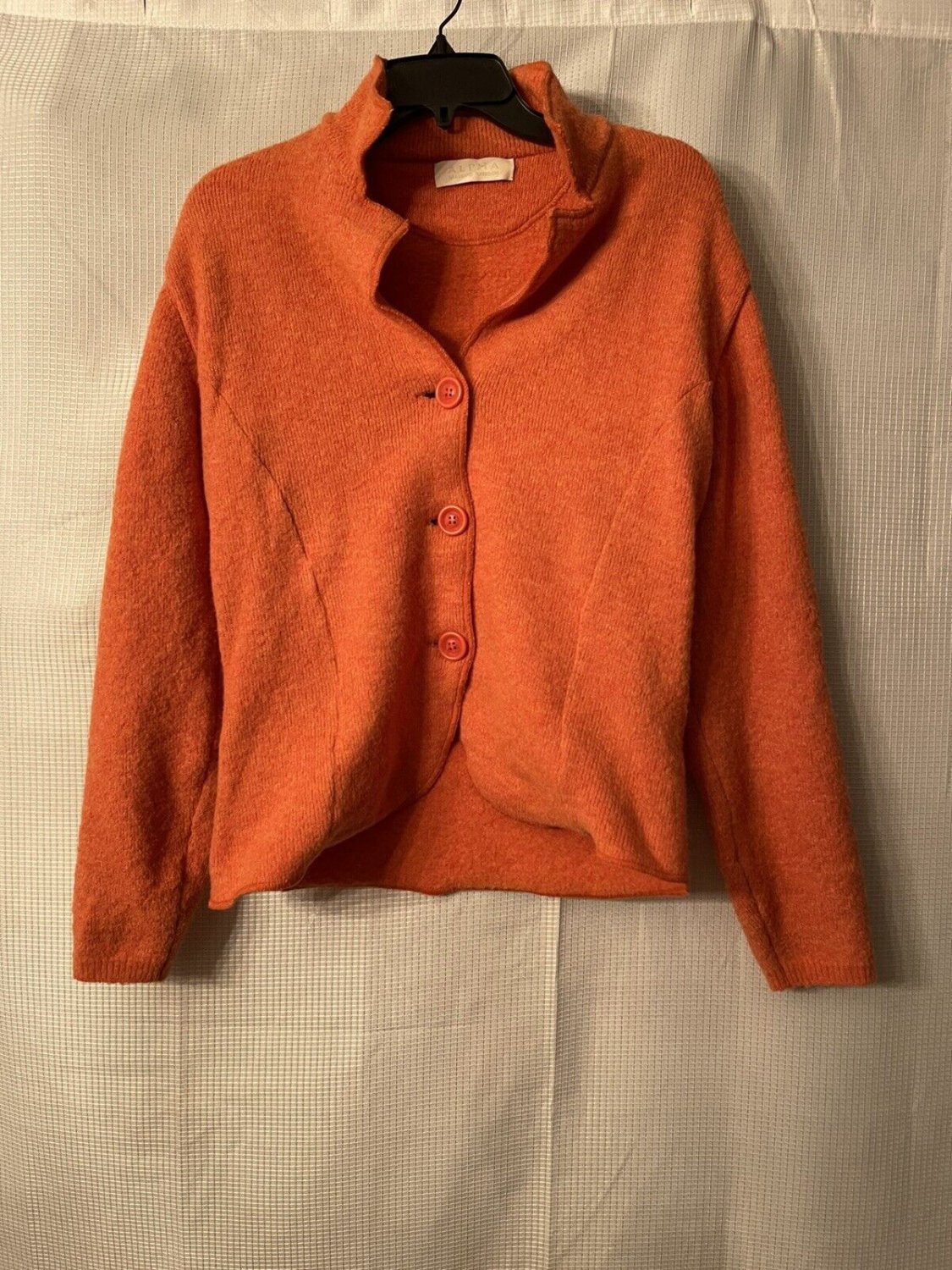 ALPHA Massimo Rebecchi Womens Long Orange Wool Blend Sleeve Sweater Size 48 EUC