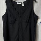 NWT Liz Claiborne Womens Sleeveless Black Silk Tank Top Blouse Shirt Plus 16