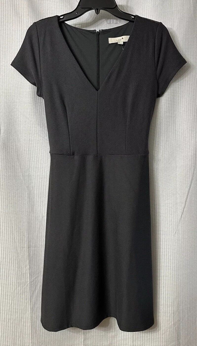 NWT Ann Taylor LOFT Womens Gray Short Sleeve Zipped Casual Dress Size 6