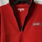 Coca Cola Branded Mens Red Black Trim Pullover 1/4 Zip Long Sleeve Fleece XL