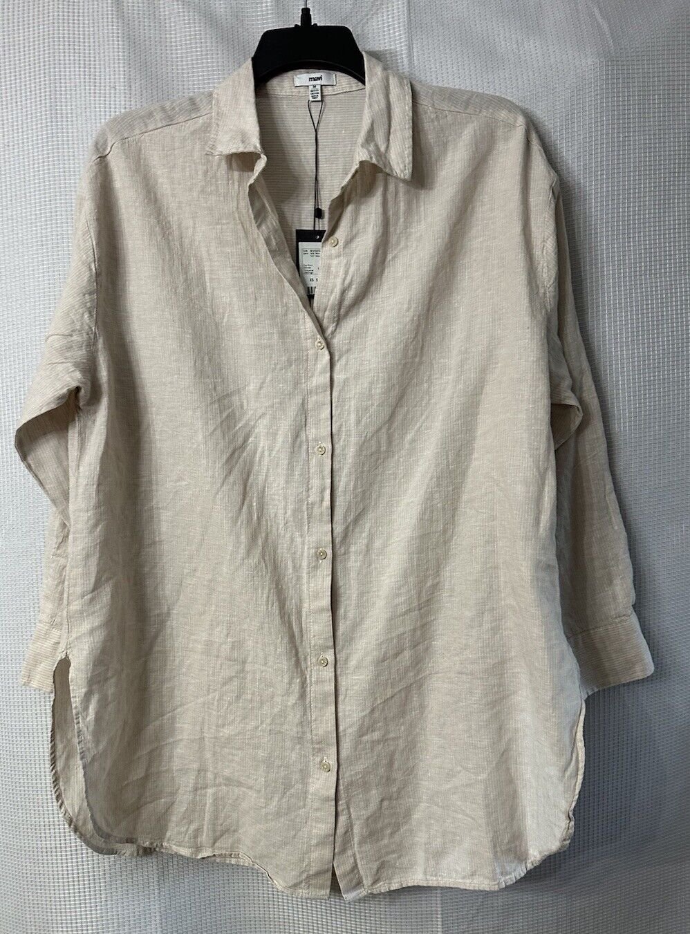 NWT Mavi Linen Touch Womens Long Sleeve Button Oversize Top Shirt Size Medium