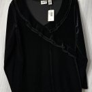 NWT Chicos Womens Basic Velvet Delanie Black Long Sleeve Top Blouse Shirt Size 1