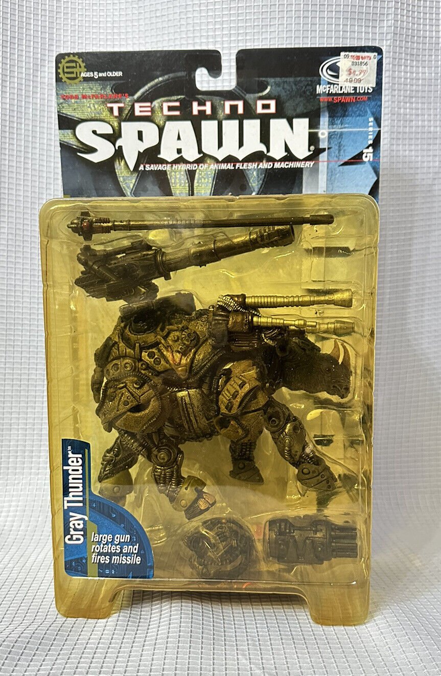 NIB 1999 Techno Spawn Gray Thunder Action Figure McFarlane Toys Carded Series 15