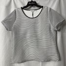 NWOT Calvin Klein Womens Black White Short Sleeve Lined Top Blouse Shirt Size XL