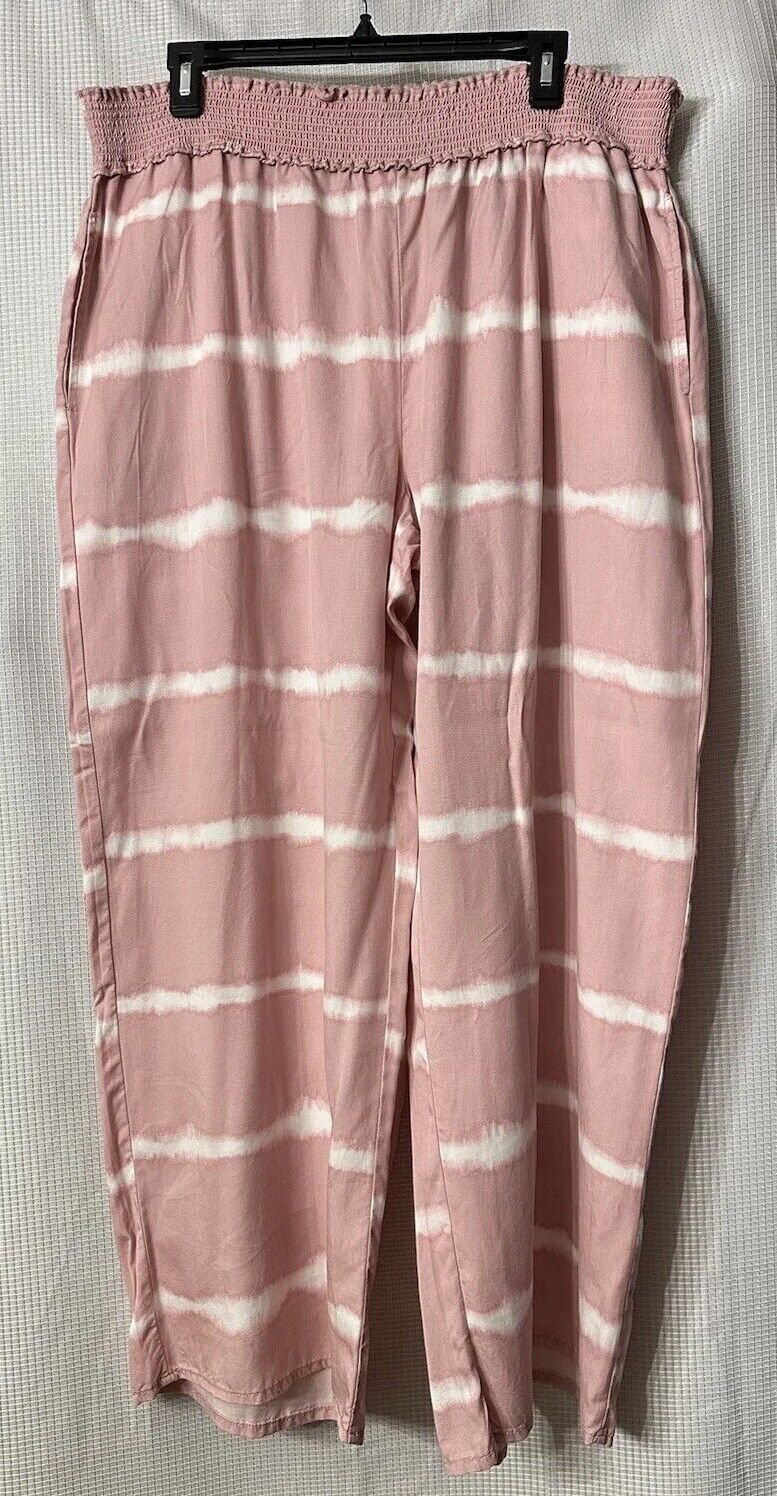 NWT Beach Lunch Lounge Womens Liane Mauve Tie Dye Pants Stretch Size XL