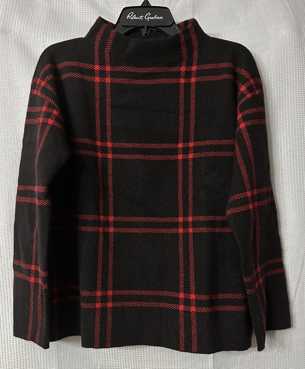 NWT Ann Taylor Womens Long Sleeve Red Black Casual Pullover  Sweater Shirt Small
