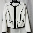 NWT Calvin Klein Womens White Black Zipped Long Sleeve Jacket Coat Size 10P