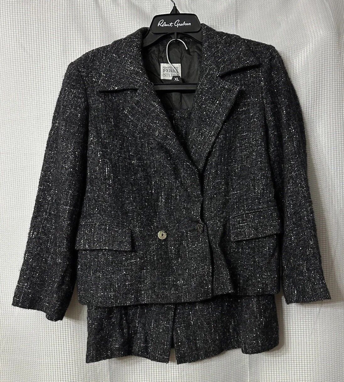 Vintage Gianfranco Ferre Studio Womens Wool Blend Gray Skirt Jacket Set 46 US 10