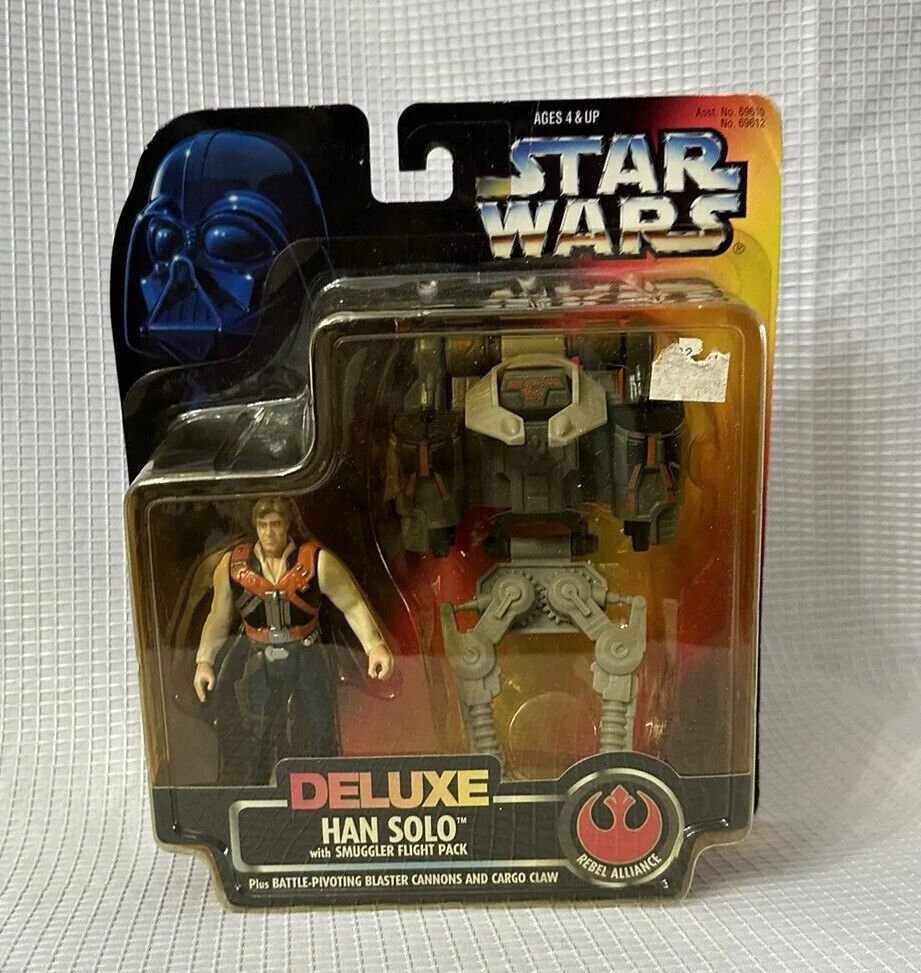 NIB Star Wars Deluxe HAN SOLO Smuggler Flight Pack Rebel Alliance Action Figure