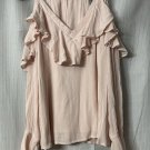 NWT Sofia Jeans Vergara Womens Blush Ruffle Off Shoulder Blouse Shirt Size Small