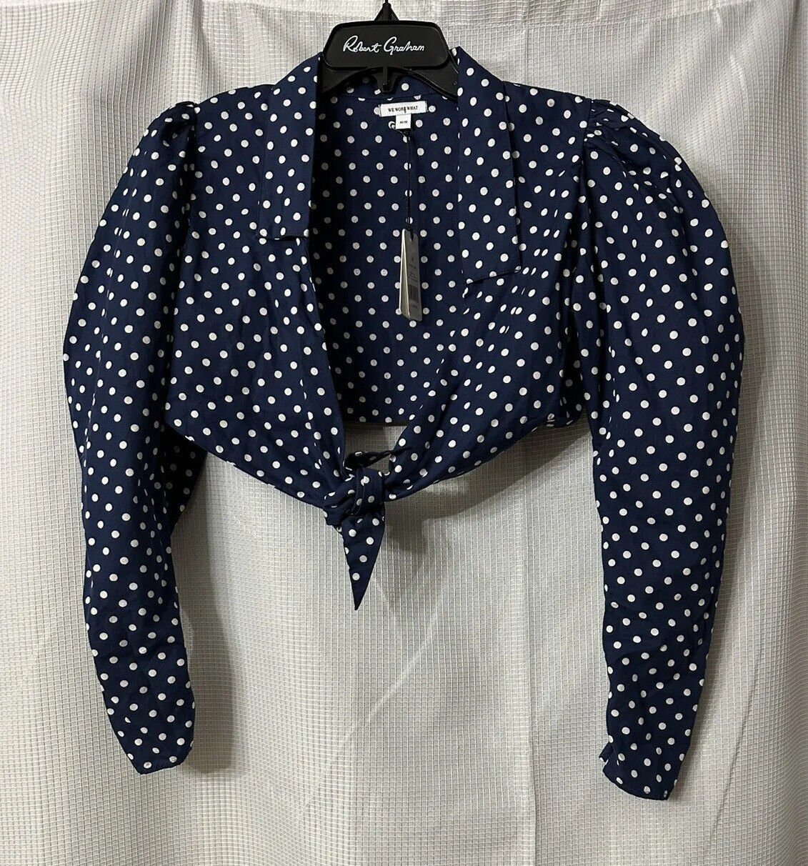 NWT We Wore What Womens Long Sleeve Cropped Bisou Top Blouse Shirt Size Medium