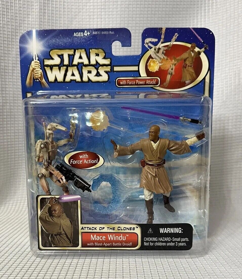 NIB Star Wars AOTC  Mace Windu with Blast Apart Battle Droid