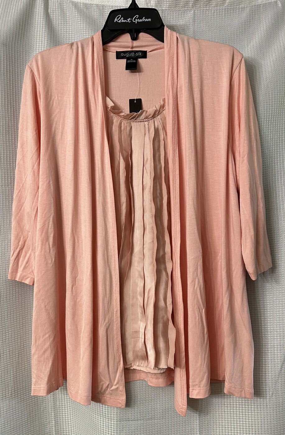 NWT August Silk Womens Elbow Length Magical Rose Top Blouse Shirt Size XL