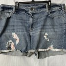 NWT Lane Bryant Womens Patched Girlfriend Denim Jean Shorts Plus Size 22