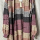 NWT Saltwater Luxe Womens Open Front Bijou Balloon Sleeve Cardigan Sweater XL