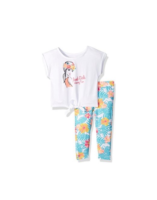 French Toast Baby Girls' Short Sleeve Tie Front Tee/Capri Legging Set 24M