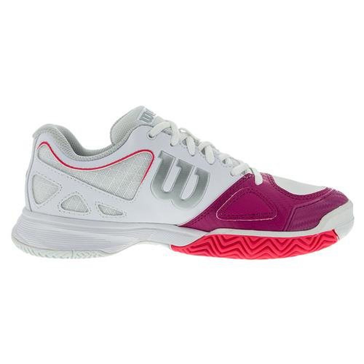 Wilson Rush Evo Women's Tennis Shoes Wht/Pink/Neon Red 9