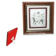 Durga riding Lion - silver frame - Om Pooja Shop