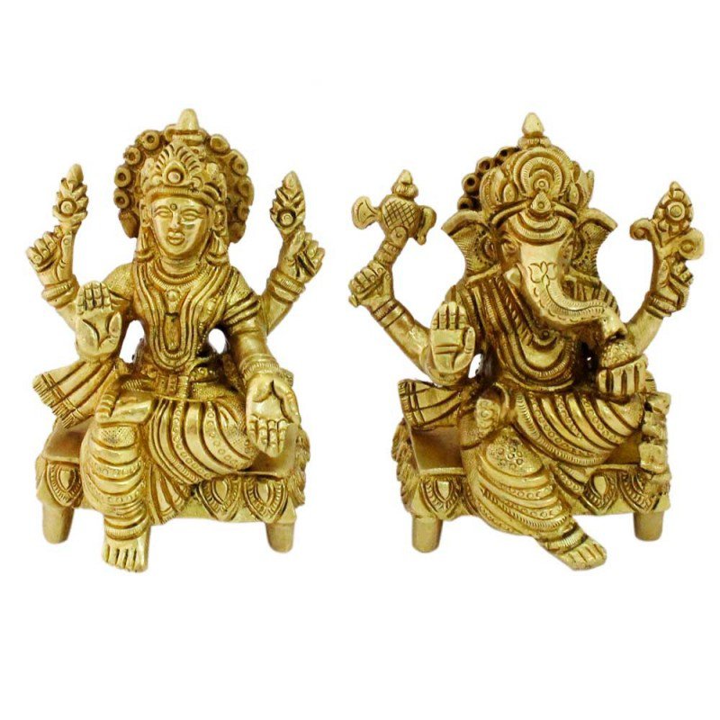 Lakshmi Ganesh Idol in Brass - Om Pooja Shop