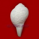 Natural Blowing Shankh for Pooja with Flower Carving Work - Om Pooja Shop