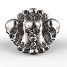 Skull Ring 925k Sterling Silver and in Brass metal available too in Titanium and Steel and Bronze .
