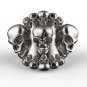 Skull Ring 925k Sterling Silver and in Brass metal available too in Titanium and Steel and Bronze .