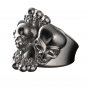 Skull Ring 925k Sterling Silver and in Brass metal available too in Titanium and Steel and Bronze .