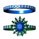 Bridal Set Oval with Halo Engagement ring and Shadow Band 3D 3D print model
