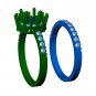 Bridal Set Oval with Halo Engagement ring and Shadow Band 3D 3D print model