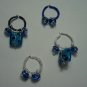 Blue Beaded Wine Charm Charms Markers: Set of 4