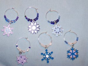 Snowflake Wine Charm Charms Markers: Set of 6