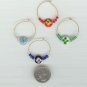 Flowered Wine Charm Charms Markers : Blue, Red, White