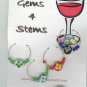 Flowered Wine Charm Charms Markers : Blue, Red, White, Green