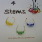 4 Swirling Glass Wine Charm Charms- Red, Yellow, Blue and Green