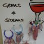 Pink Beaded Wine Glass Charm Charms Markers: Set of 4