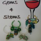 Green Beaded Wine Charm Charms Markers: Set of 4