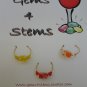 3 Swirling Glass Wine Charm Charms- Red, Orange and Yellow