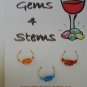 3 Swirling Glass Wine Charm Charms- Teal, Red, Orange