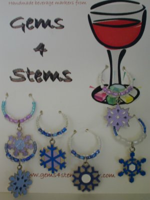 Snowflake Wine Charm Charms Markers: Set of 6